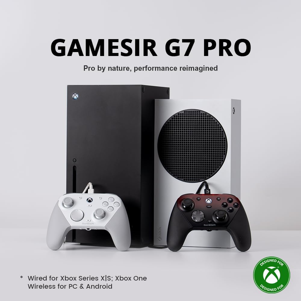 GameSir G7 Pro Manette 1000Hz avec Station de Recharge pour Xbox Series X|S, Xbox One, Windows 10/11 & Android – Joysticks TMR, Gâchettes Réglables & 4 Boutons Programmables – Shadow Ember