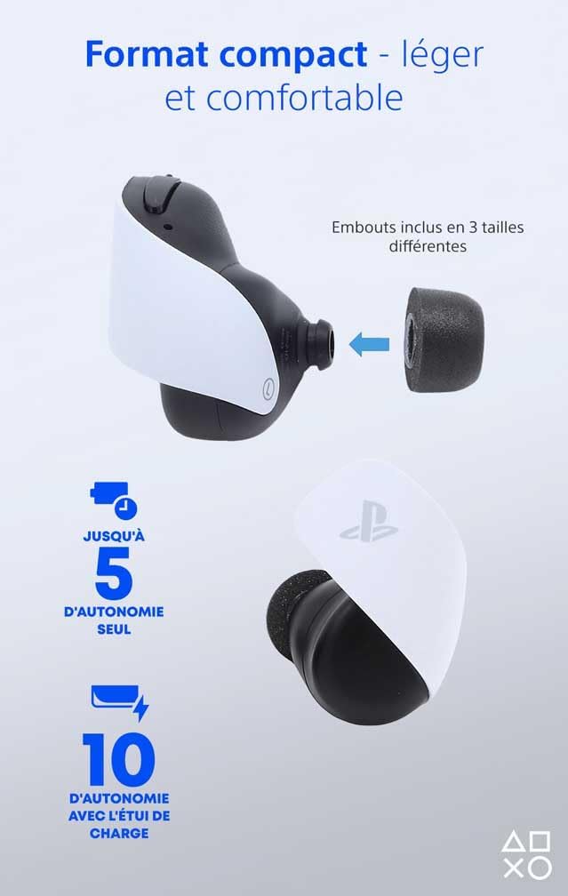 Playstation Sony Pulse Explore Wireless Earbuds, Compatible with 5, PC, Mac and Smartphones, Bluetooth, Dual Connectivity, Noise Reduction, 10 Hours Battery Life, Colour: White