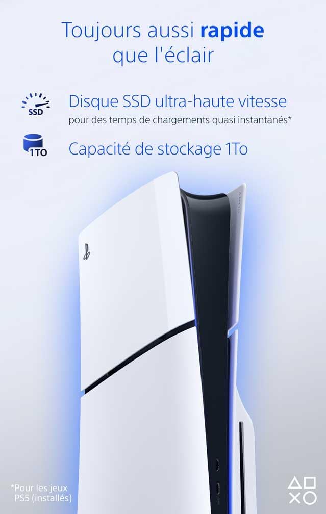Sony, Console PlayStation 5 Édition Standard 1 To avec lecteur Blu-ray 4K, SSD Ultra-Rapide, Audio 3D, Ray Tracing, 1 Manette DualSense avec Retour Haptique et Gâchettes Adaptatives, Couleur : Blanche