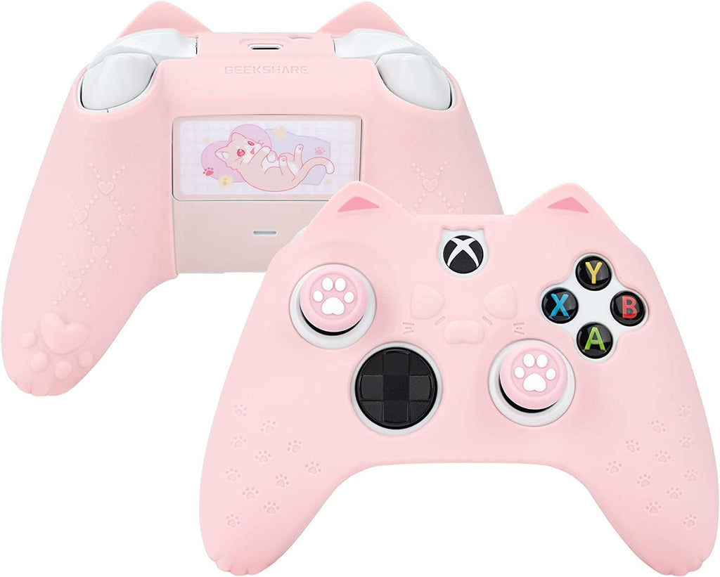 GeekShare Silicone Case for Xbox Series X/S Controller, Soft Non-Slip Protective Skin Cover with 2 Thumb Caps, Ergonomic Handle Anti-Fall for Gamers (Calico Cat)