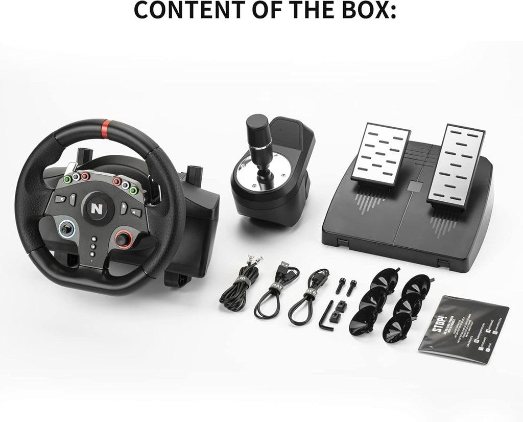 NITHO Drive Pro ONE Volant de Course avec Pédales et Levier Séparé, Volant de Jeu 270° Compatible avec PC, PS4, Switch, Xbox One, Xbox Series X|S, Zero Dead Zone Simulateur de Conduite avec Vibration