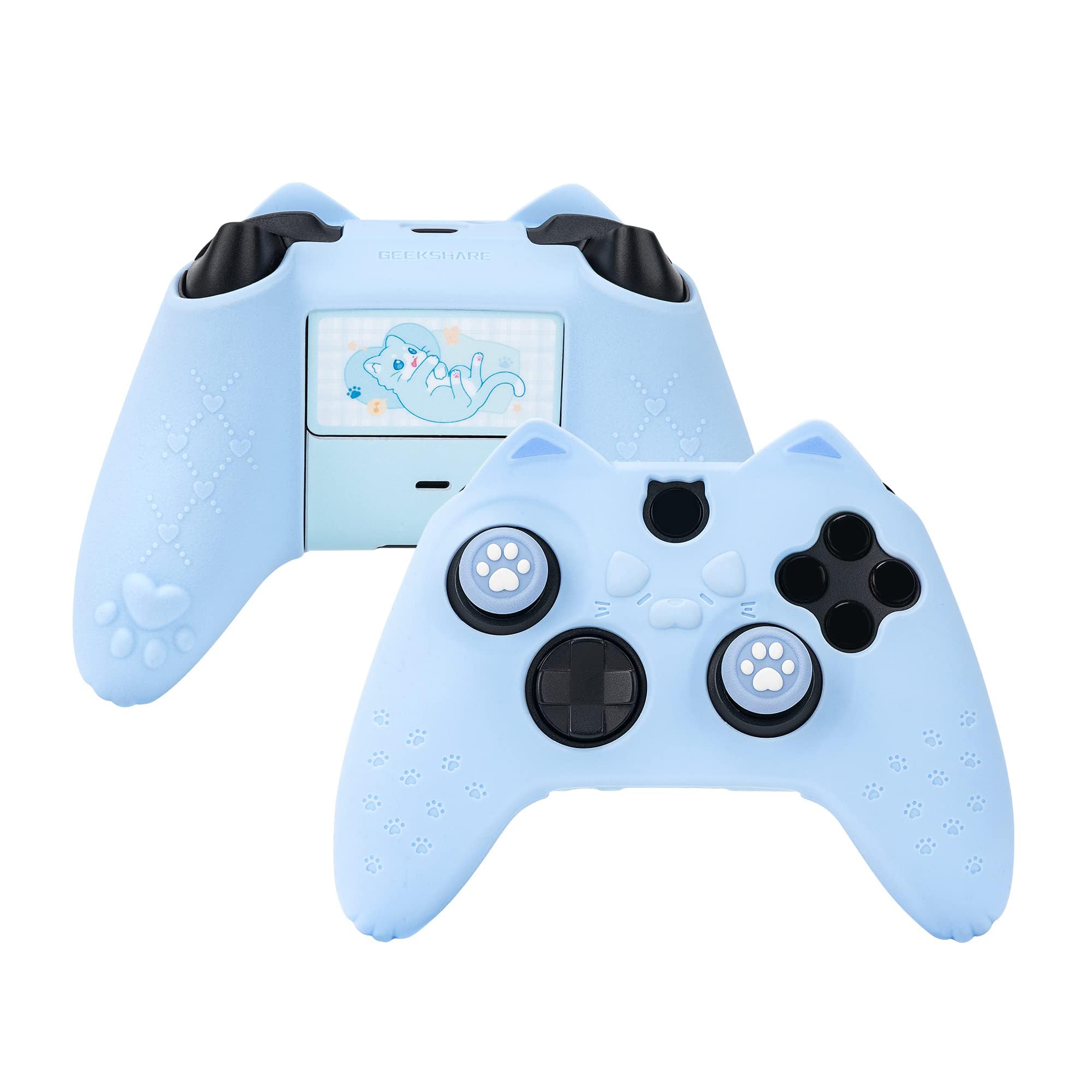 GeekShare Silicone Case for Xbox Series X/S Controller, Soft Non-Slip Protective Skin Cover with 2 Thumb Caps, Ergonomic Handle Anti-Fall for Gamers (Calico Cat)
