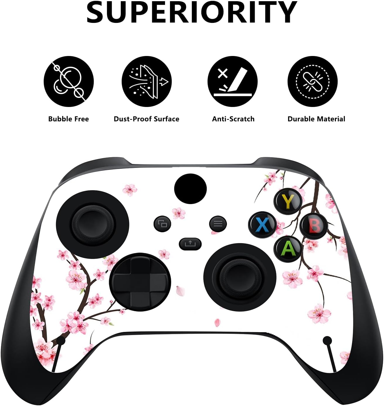 PlayVital Controller Stickers for Xbox Series X, Protective Sticker for Xbox Series X Console Accessories Skin Dress-Cherry Blossom Tomb