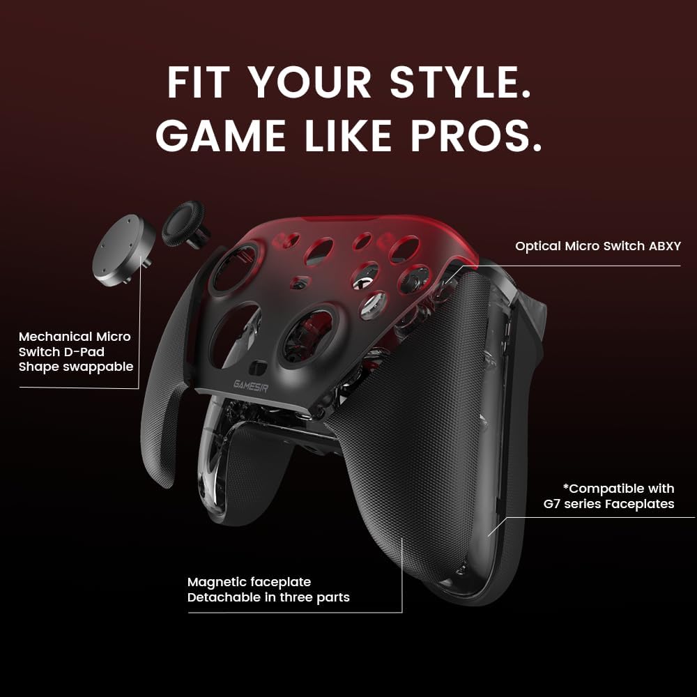 GameSir G7 Pro Manette 1000Hz avec Station de Recharge pour Xbox Series X|S, Xbox One, Windows 10/11 & Android – Joysticks TMR, Gâchettes Réglables & 4 Boutons Programmables – Shadow Ember
