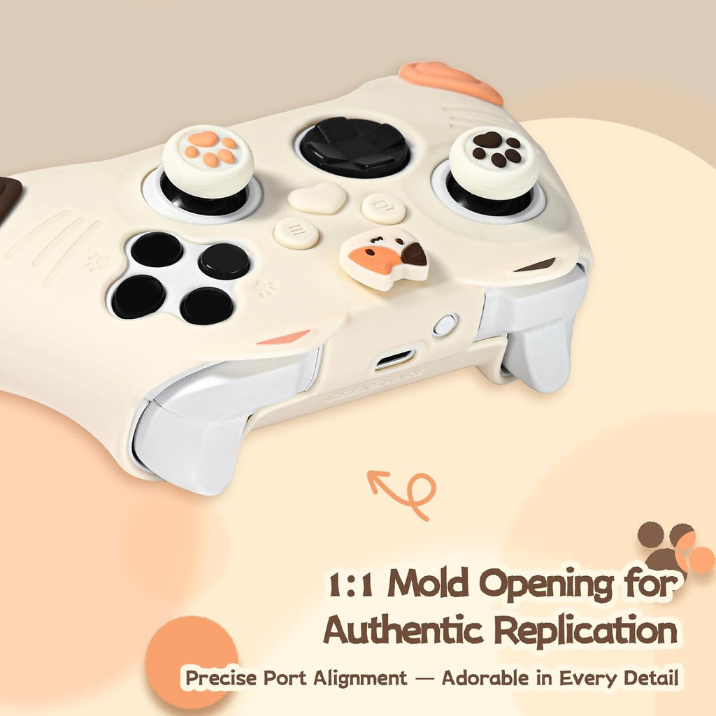 GeekShare Silicone Case for Xbox Series X/S Controller, Soft Non-Slip Protective Skin Cover with 2 Thumb Caps, Ergonomic Handle Anti-Fall for Gamers (Calico Cat)