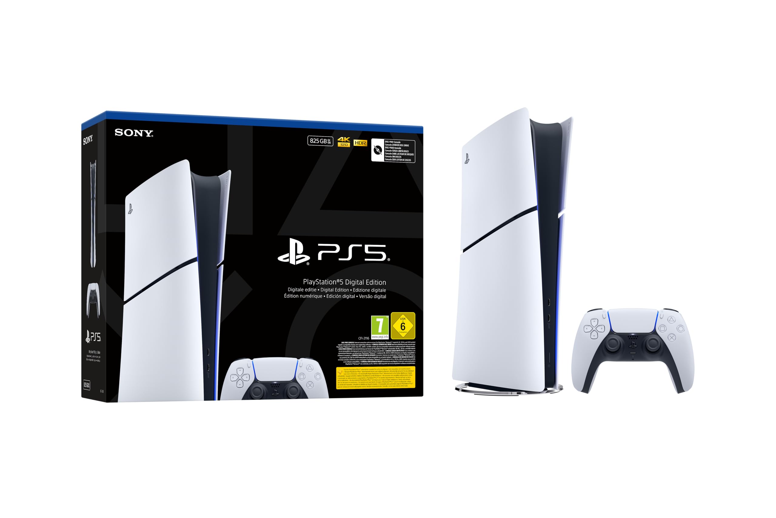 Sony, Console PlayStation 5 Édition Standard 1 To avec lecteur Blu-ray 4K, SSD Ultra-Rapide, Audio 3D, Ray Tracing, 1 Manette DualSense avec Retour Haptique et Gâchettes Adaptatives, Couleur : Blanche