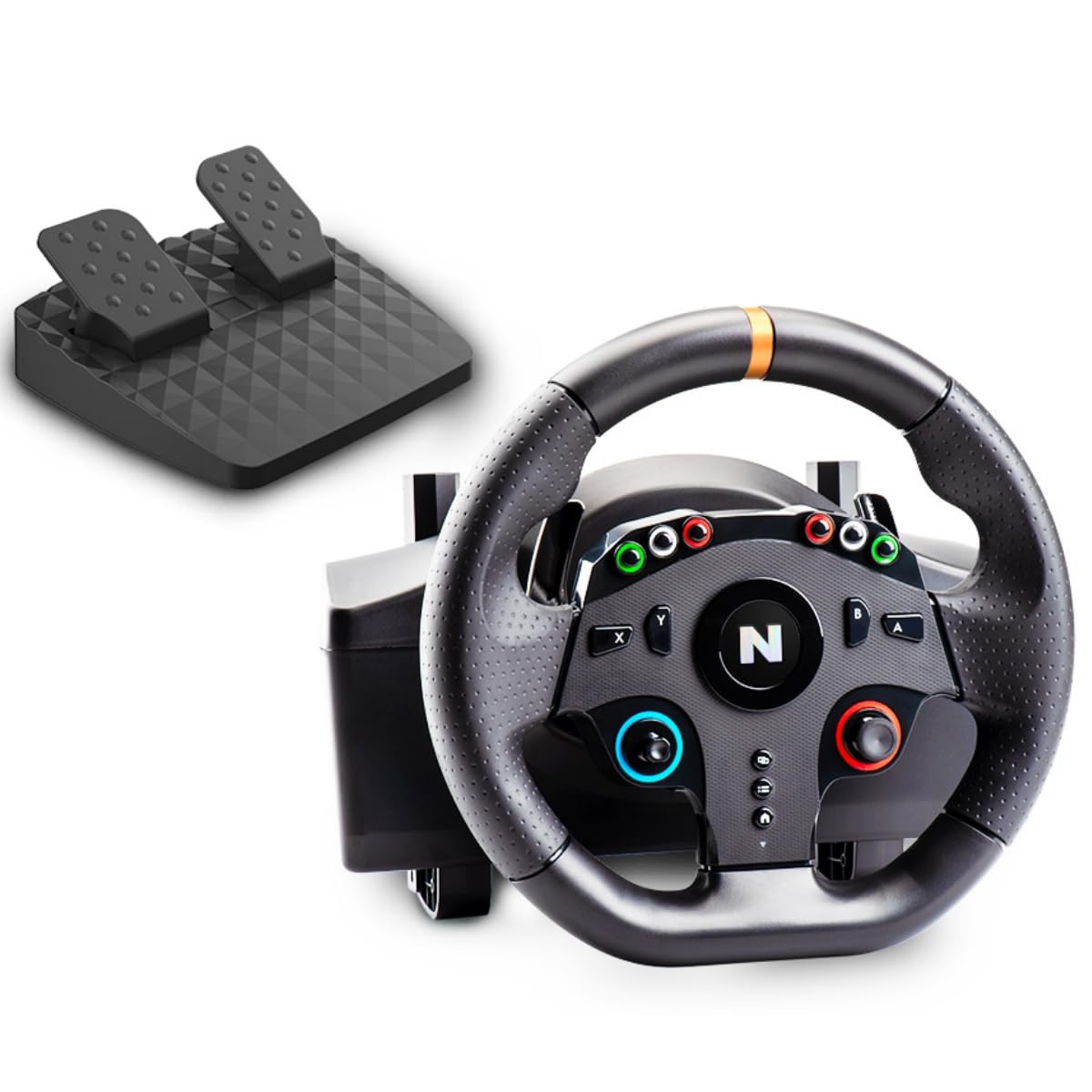 NITHO Drive Pro ONE Volant de Course avec Pédales et Levier Séparé, Volant de Jeu 270° Compatible avec PC, PS4, Switch, Xbox One, Xbox Series X|S, Zero Dead Zone Simulateur de Conduite avec Vibration