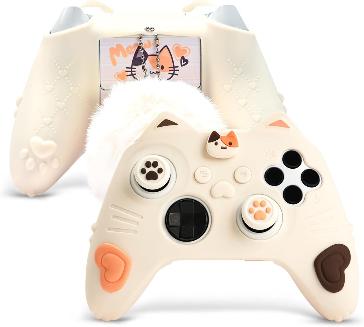 GeekShare Silicone Case for Xbox Series X/S Controller, Soft Non-Slip Protective Skin Cover with 2 Thumb Caps, Ergonomic Handle Anti-Fall for Gamers (Calico Cat)