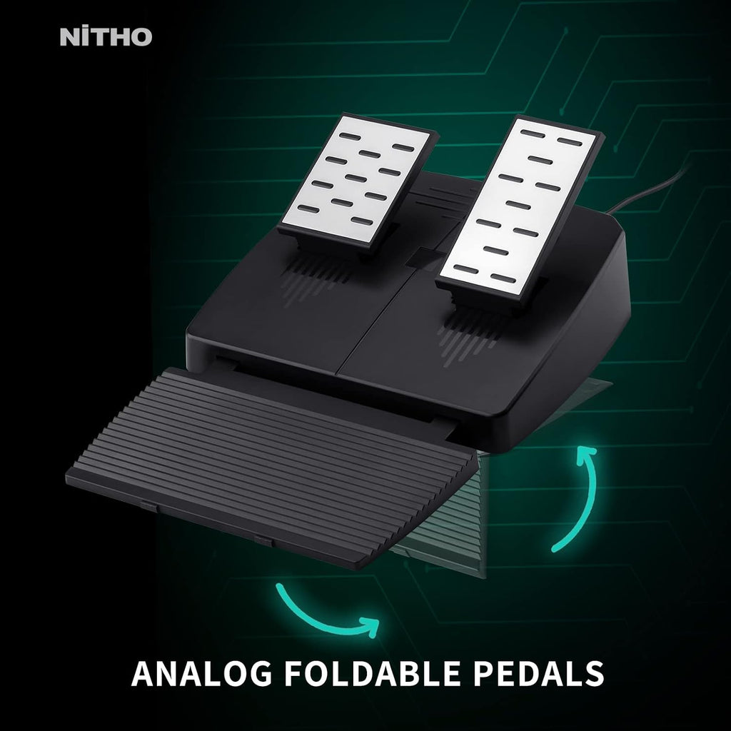 NITHO Drive Pro ONE Volant de Course avec Pédales et Levier Séparé, Volant de Jeu 270° Compatible avec PC, PS4, Switch, Xbox One, Xbox Series X|S, Zero Dead Zone Simulateur de Conduite avec Vibration