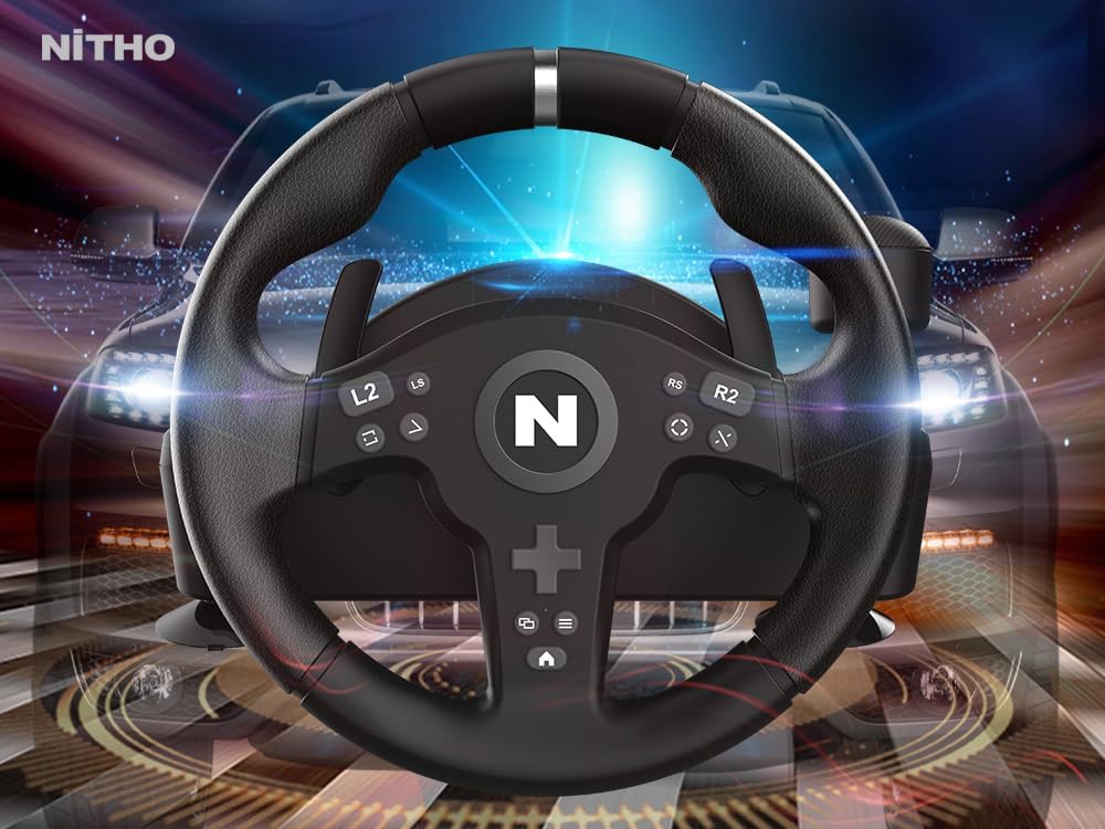 NITHO Drive Pro V200 Volant de Course avec Pédales et Levier Intégré, 270° Volant de Jeu Compatible avec PC, PS4, Switch 2, Switch, Xbox Series X|S et Xbox One, Simulateur de Conduite avec Vibration