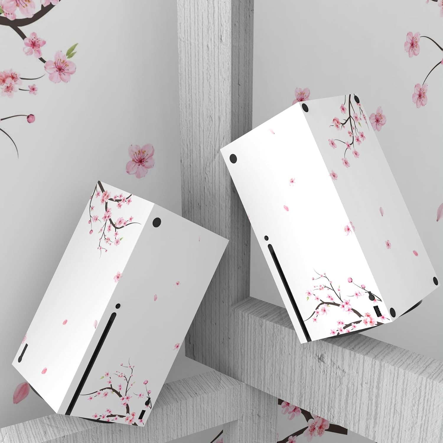 PlayVital Controller Stickers for Xbox Series X, Protective Sticker for Xbox Series X Console Accessories Skin Dress-Cherry Blossom Tomb