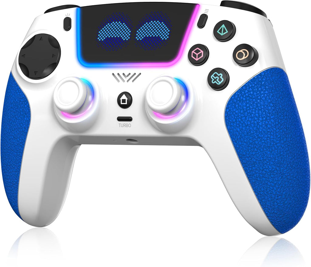 SFGSUP Manette Sans Fil pour PS5/PC/Steam Deck,avec Joystick&Gâchette Effect Hall/8 Couleur d'éclairage RGB/Gyroscope 6 Axes/Turbo/Double Vibration/Programmable/Poignée Antidérapante/Batterie 1500 mAh