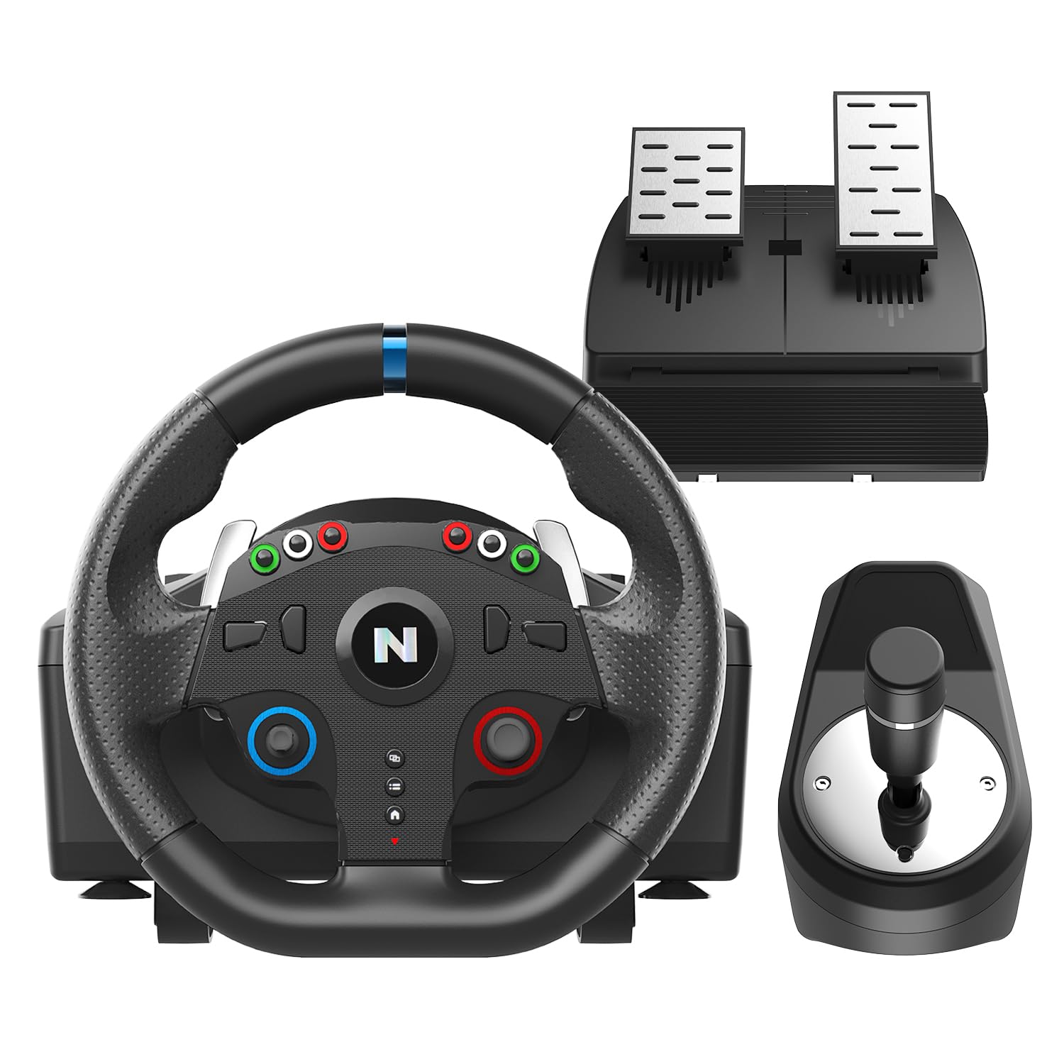 NITHO Drive Pro ONE Volant de Course avec Pédales et Levier Séparé, Volant de Jeu 270° Compatible avec PC, PS4, Switch, Xbox One, Xbox Series X|S, Zero Dead Zone Simulateur de Conduite avec Vibration