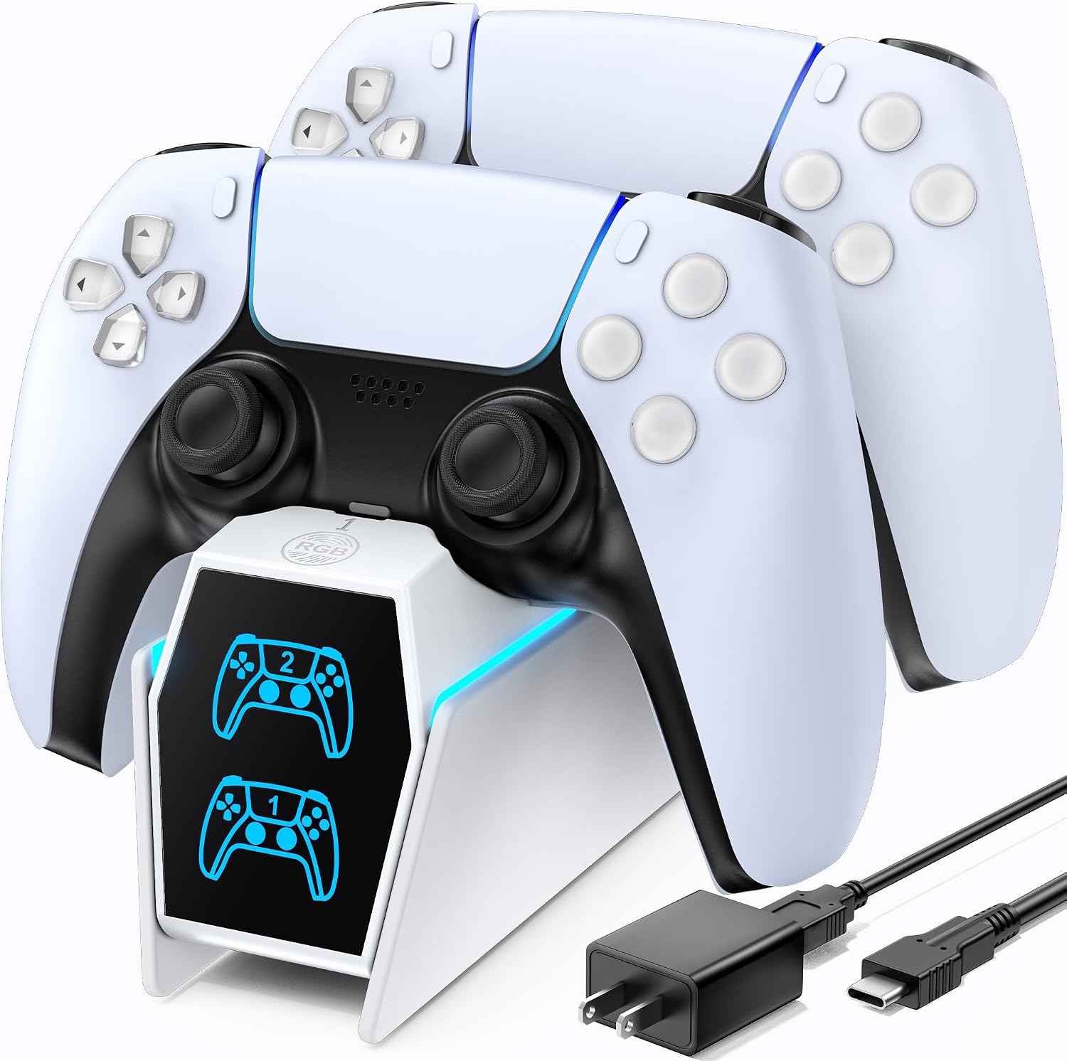 OIVO Chargeur Manette PS5 avec Adaptateur, 2H Rapide Chargeur PS5 Compatible avec Manettes DualSense PlayStation 5, Station de Charge PS5 et Accessoire Manette PS5