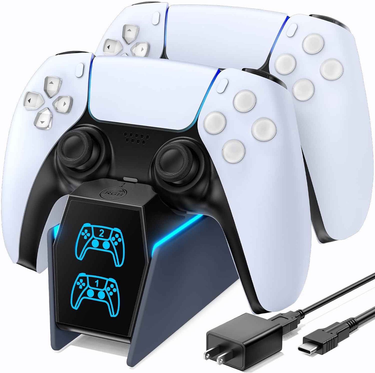 OIVO Chargeur Manette PS5 avec Adaptateur, 2H Rapide Chargeur PS5 Compatible avec Manettes DualSense PlayStation 5, Station de Charge PS5 et Accessoire Manette PS5