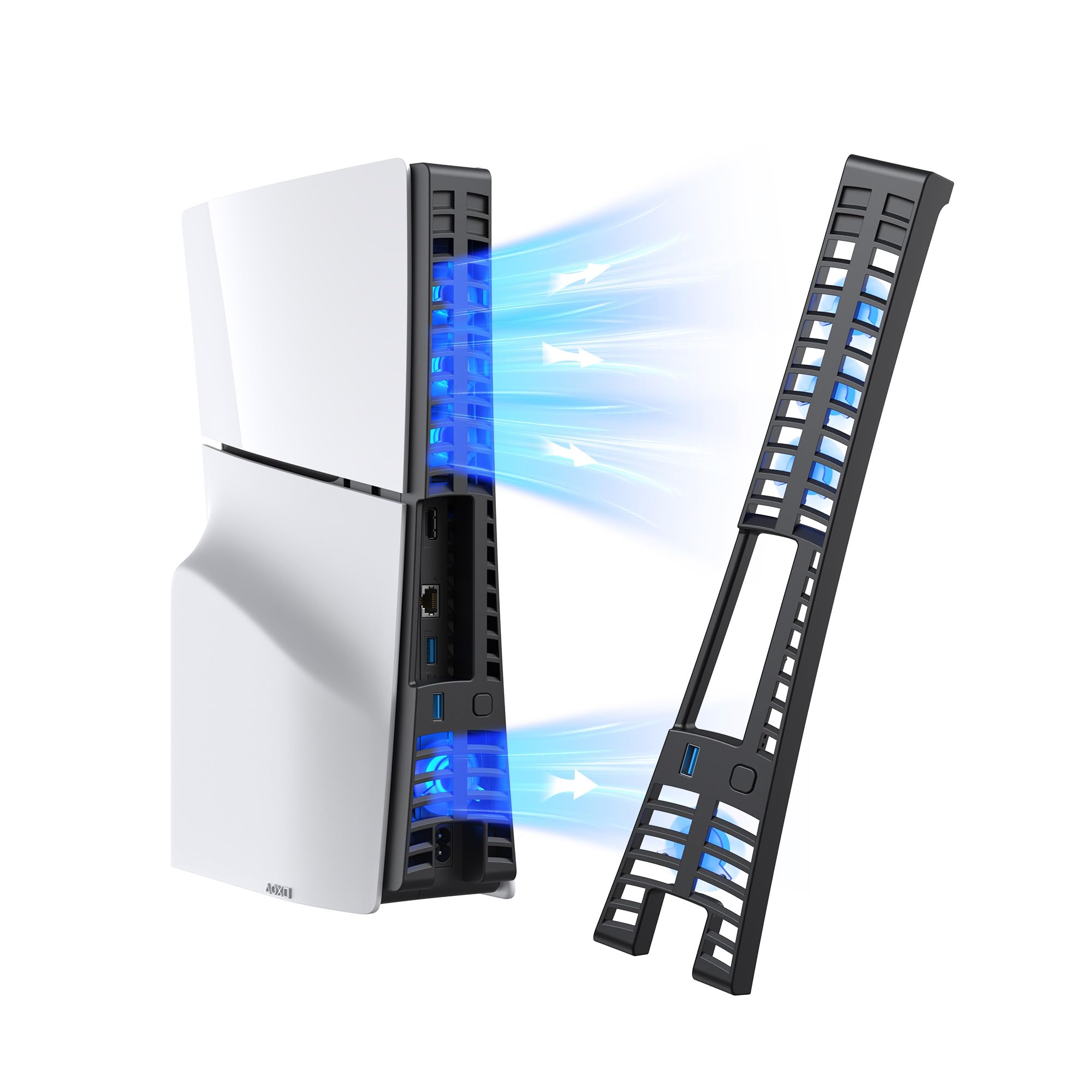 Cooling Accessories for PS5, KIWIHOME PS5 Cooling Fan with LED Auto Speed USB3.0 Hubs for Disc/Digital Editing, Not Compatible PlayStation 5 Slim/Pro
