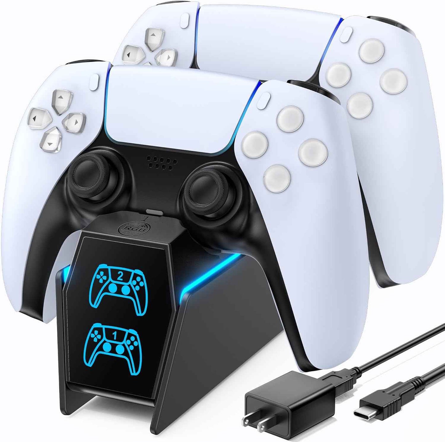 OIVO Chargeur Manette PS5 avec Adaptateur, 2H Rapide Chargeur PS5 Compatible avec Manettes DualSense PlayStation 5, Station de Charge PS5 et Accessoire Manette PS5