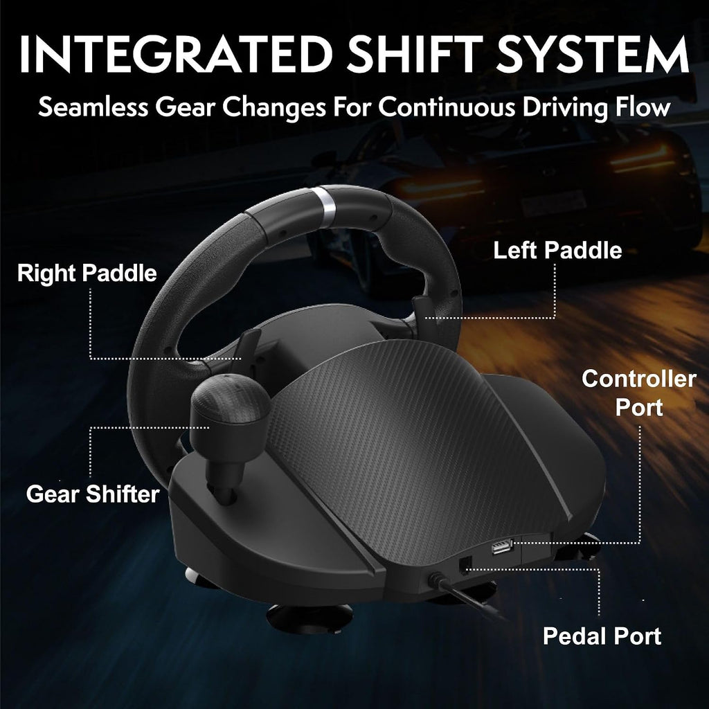NITHO Drive Pro V200 Volant de Course avec Pédales et Levier Intégré, 270° Volant de Jeu Compatible avec PC, PS4, Switch 2, Switch, Xbox Series X|S et Xbox One, Simulateur de Conduite avec Vibration