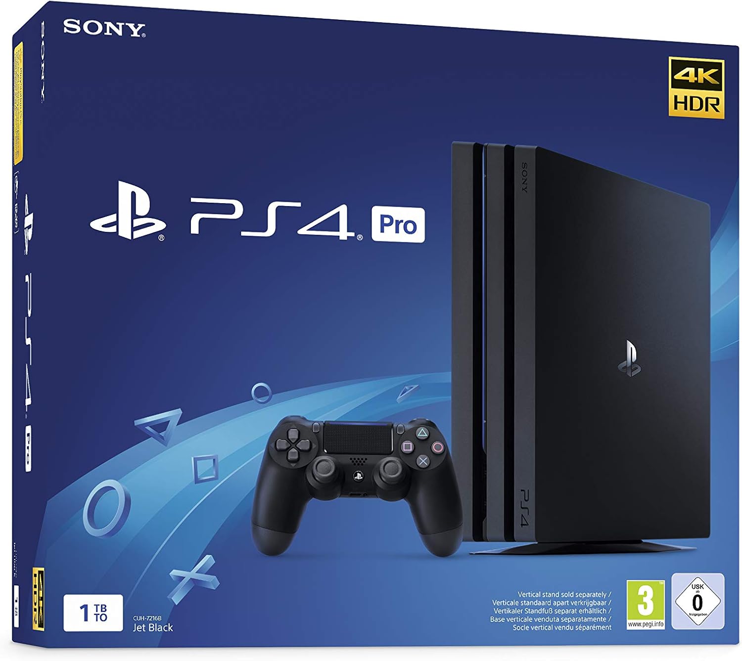 Playstation Sony, 4 Pro 1 To, Console PS4 Pro 1 To + 1 Manette Sans Fil DUALSHOCK 4 V2, Châssis G, Couleur : Jet Black