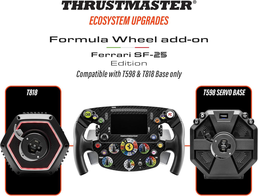 Thrustmaster Formula Wheel Add-On Ferrari SF-25 Edition – Volant de Course Réplique Officielle (Échelle 1:1) – Dash Interactif, Magnétique – Compatible PS5, PS4 et PC