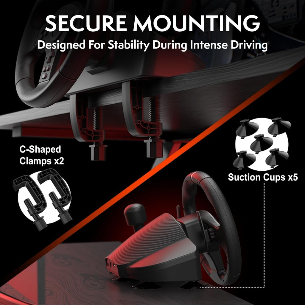 NITHO Drive Pro V200 Volant de Course avec Pédales et Levier Intégré, 270° Volant de Jeu Compatible avec PC, PS4, Switch 2, Switch, Xbox Series X|S et Xbox One, Simulateur de Conduite avec Vibration