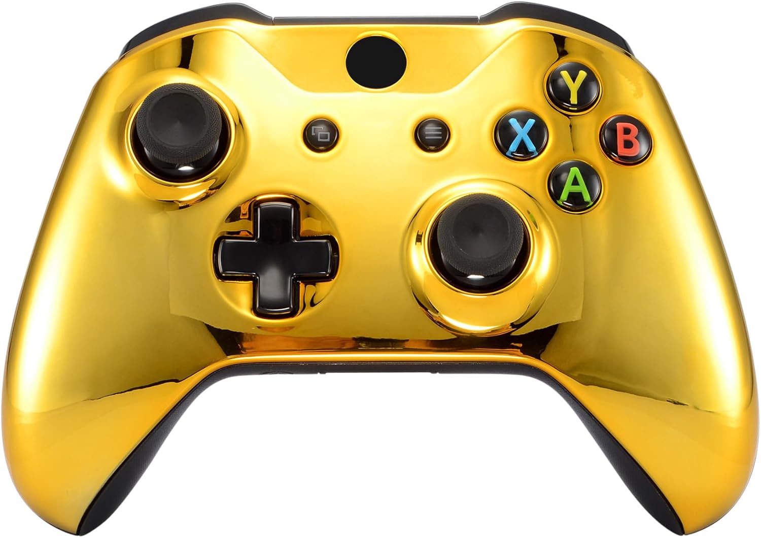 eXtremeRate Front Cover with Grips Grips for Xbox One S/X Controller, Customized Case for Xbox One S/X Controller, Replacement Housing for Model 1708, Chrome Gold