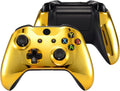 eXtremeRate Front Cover with Grips Grips for Xbox One S/X Controller, Customized Case for Xbox One S/X Controller, Replacement Housing for Model 1708, Chrome Gold