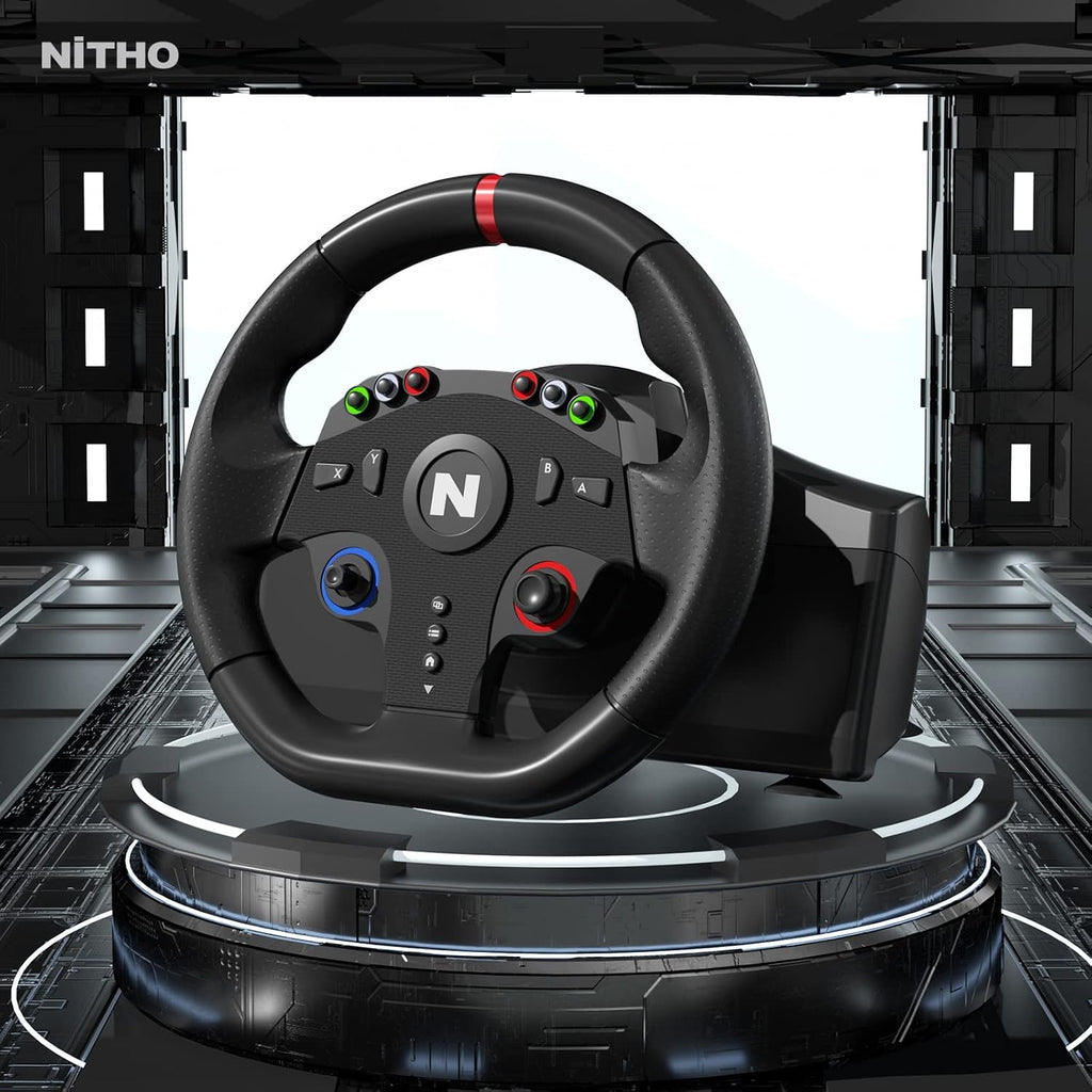 NITHO Drive Pro ONE Volant de Course avec Pédales et Levier Séparé, Volant de Jeu 270° Compatible avec PC, PS4, Switch, Xbox One, Xbox Series X|S, Zero Dead Zone Simulateur de Conduite avec Vibration