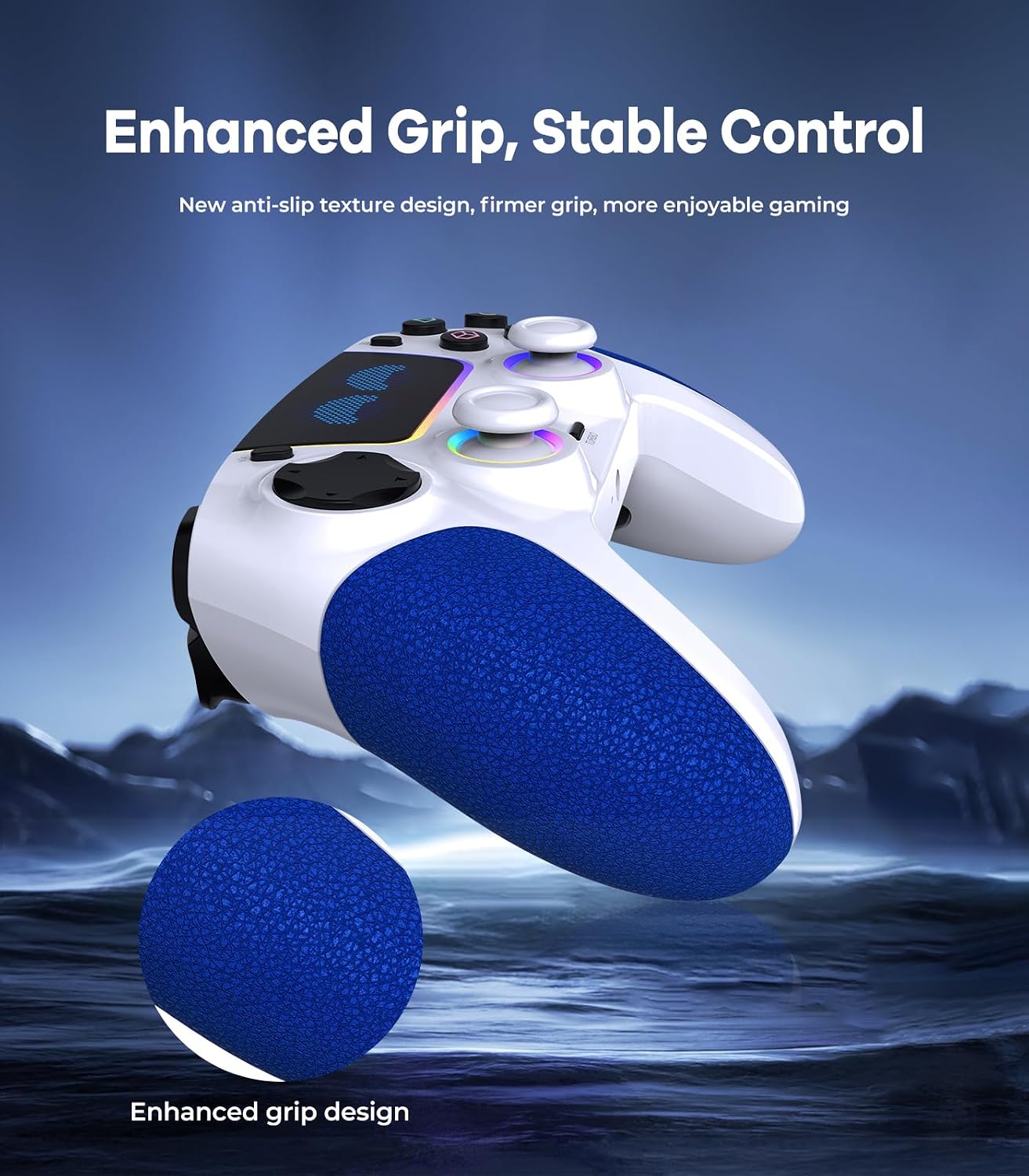SFGSUP Manette Sans Fil pour PS5/PC/Steam Deck,avec Joystick&Gâchette Effect Hall/8 Couleur d'éclairage RGB/Gyroscope 6 Axes/Turbo/Double Vibration/Programmable/Poignée Antidérapante/Batterie 1500 mAh