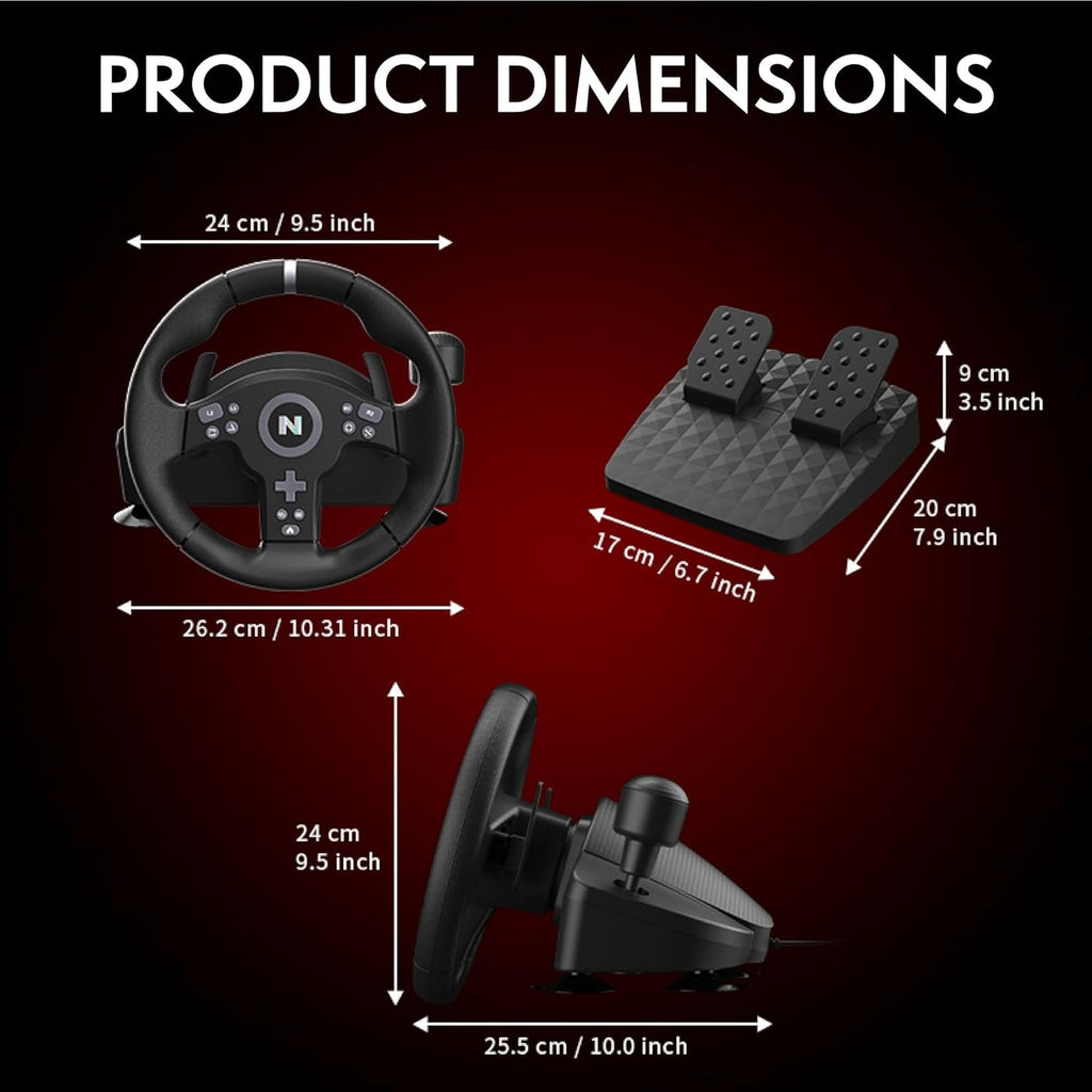 NITHO Drive Pro V200 Volant de Course avec Pédales et Levier Intégré, 270° Volant de Jeu Compatible avec PC, PS4, Switch 2, Switch, Xbox Series X|S et Xbox One, Simulateur de Conduite avec Vibration