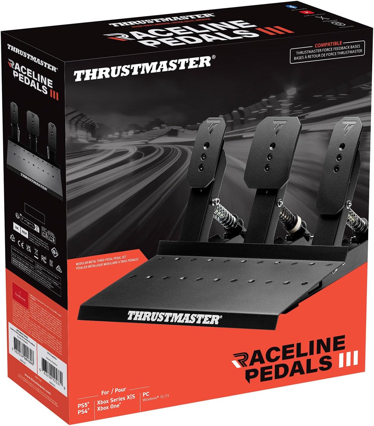 Thrustmaster Raceline Pedals III : Pédalier Personnalisable et Évolutif – Résistance Ajustable – Compatible PlayStation, Xbox et PC – Conception Robuste pour SimRacing