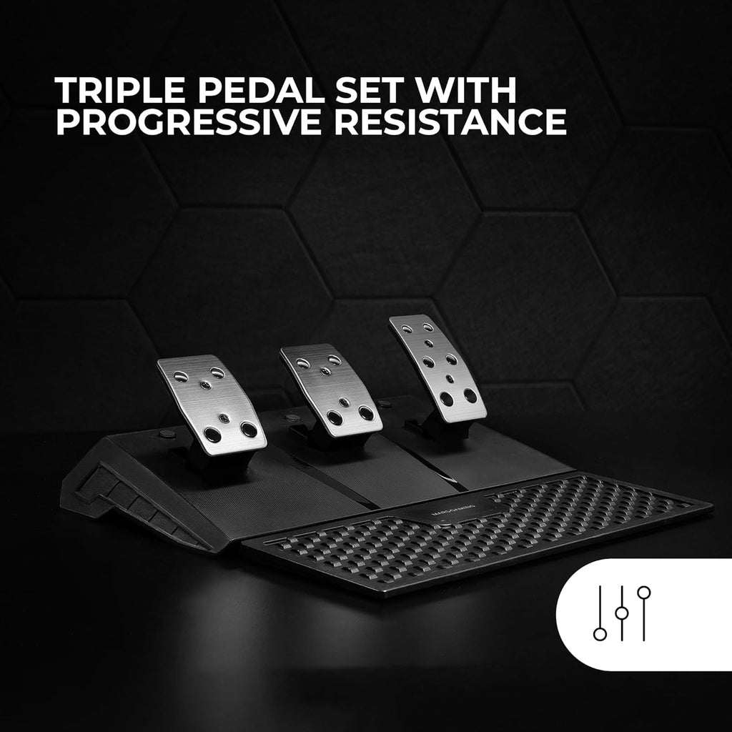 Mars Gaming MWH-RSX, Volant SimRacing Retour De Force Et Moteur Double, Set 3 Pédales Résistance Progressive, Levier De Vitesse en H et 12 Vitesses, 14 Boutons Personnalisables, PC/PS4/Xbox Series X|S