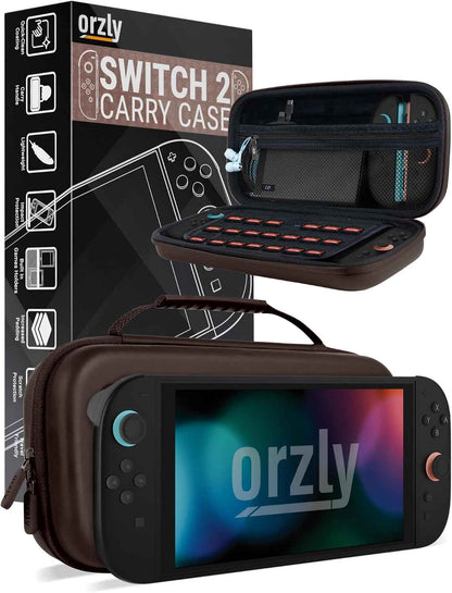 Orzly Étui de Transport pour Console Nintendo Switch 2 (2025), étui Rigide avec Rangement Intelligent pour Accessoires et 20 Poches pour Jeux, édition Coffret Cadeau