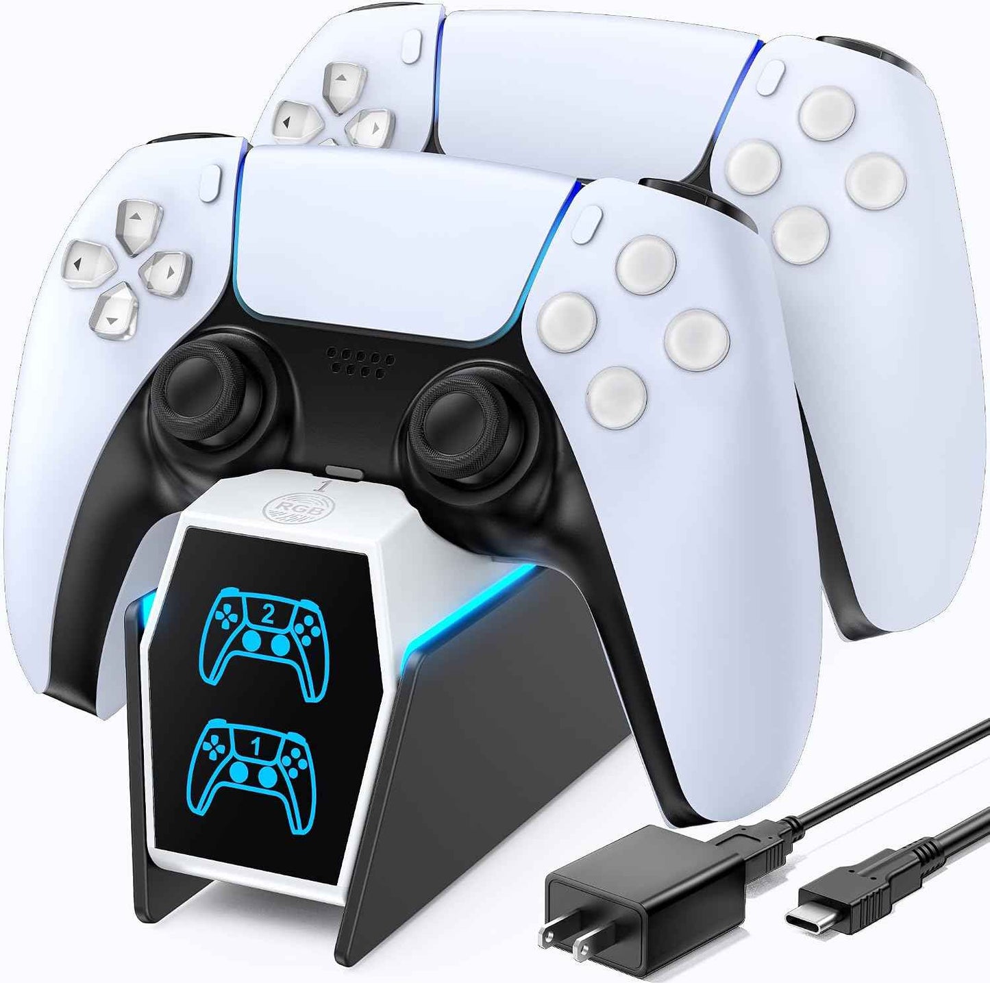OIVO Chargeur Manette PS5 avec Adaptateur, 2H Rapide Chargeur PS5 Compatible avec Manettes DualSense PlayStation 5, Station de Charge PS5 et Accessoire Manette PS5