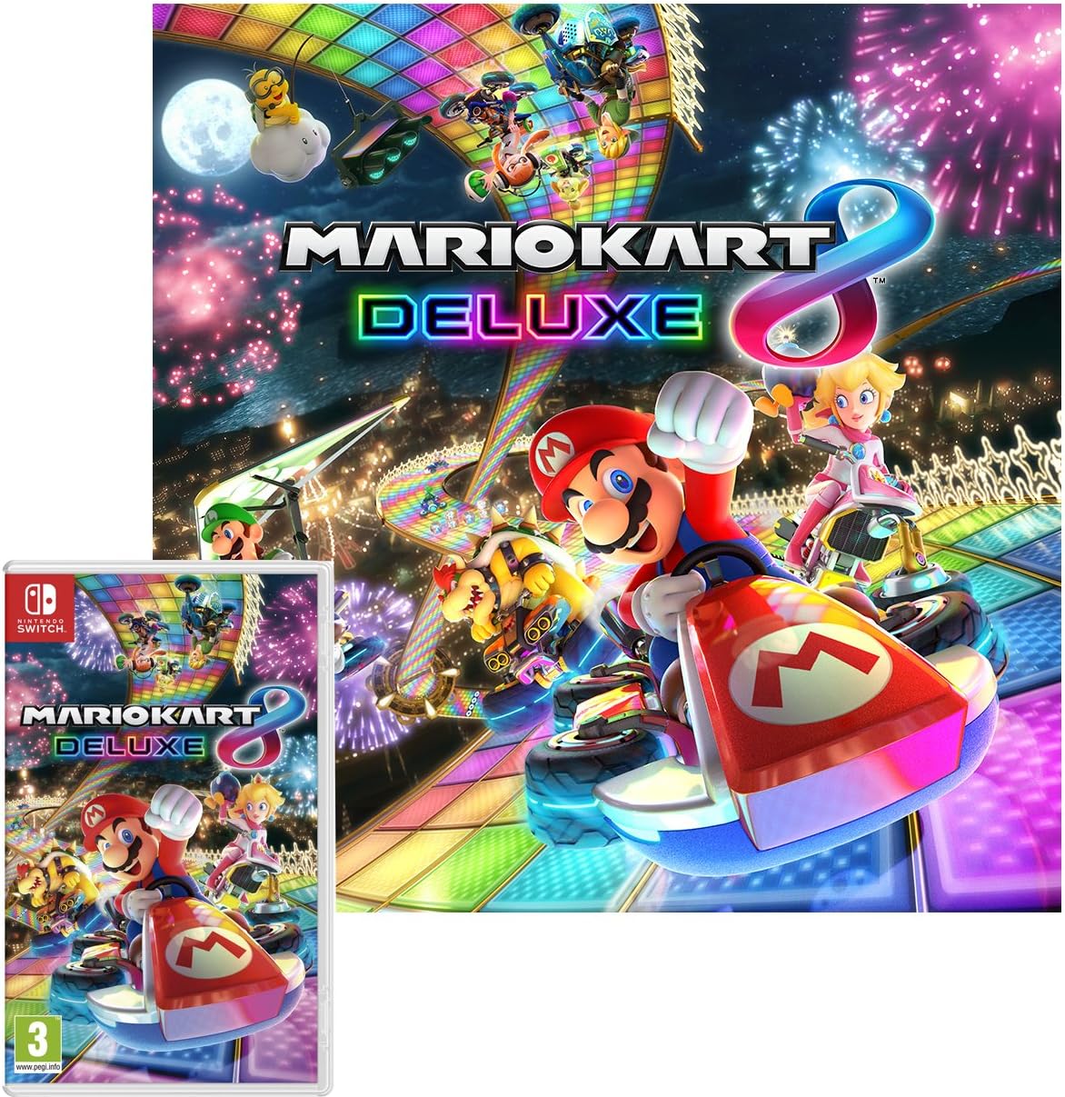 Nintendo Switch Console Rouge Néon/Bleu Néon 32Go [Nouveau modèle] + Mario Kart 8 Deluxe