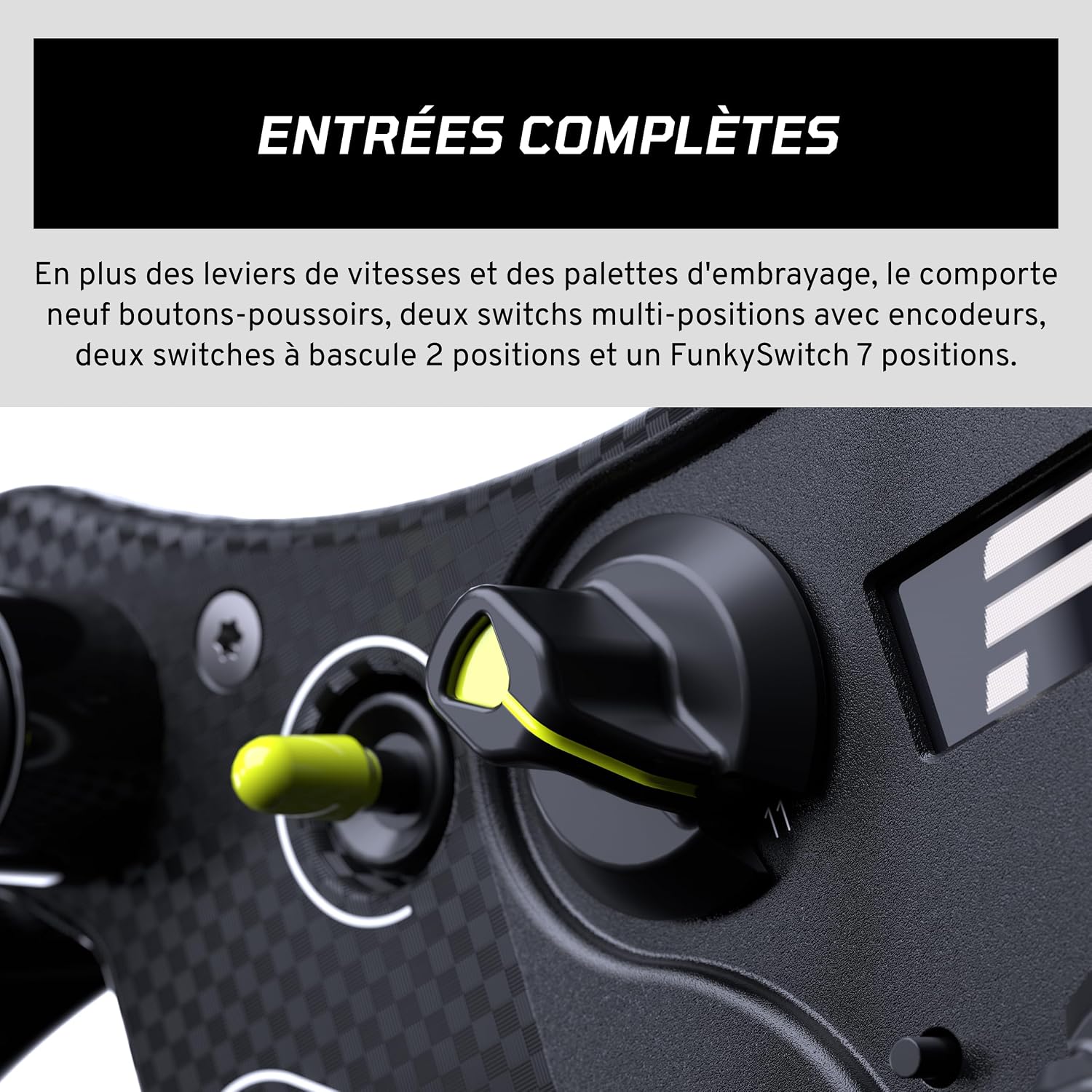 FANATEC Racing Simulation CSL Steering Wheel GT3 – PC, Xbox Series X|S | QR2 Lite Wheel-Side Pre-installed, Rubber Grips, Magnetic Gear Lever, Dual Analog Paddles, OLED Display