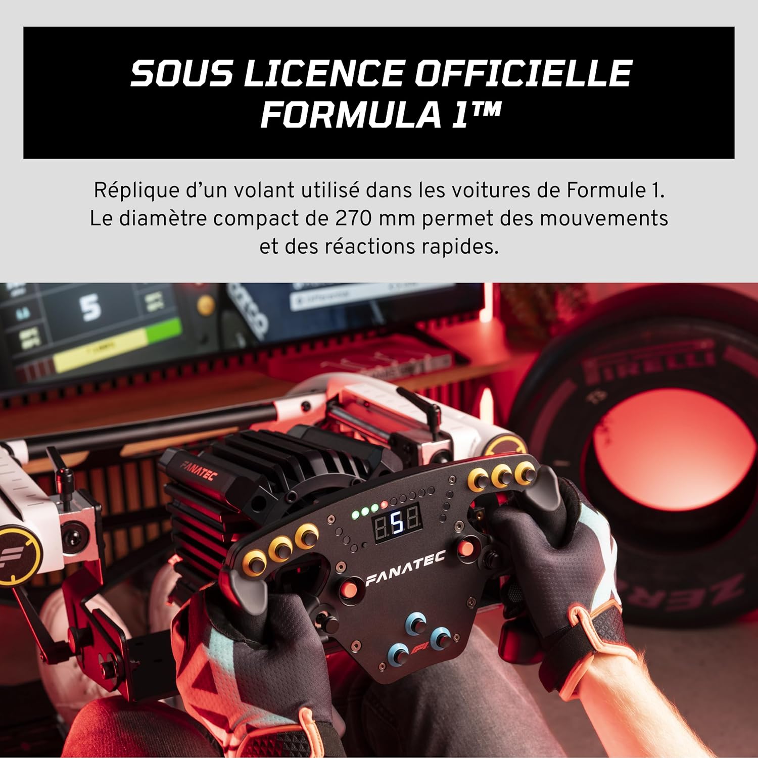 FANATEC Sim Racing ClubSport F1 Esports V2 Steering Wheel – PC | Official Formula 1 License, Alcantara Handles, LED Display, Magnetic Paddles, Integrated Vibration Motors