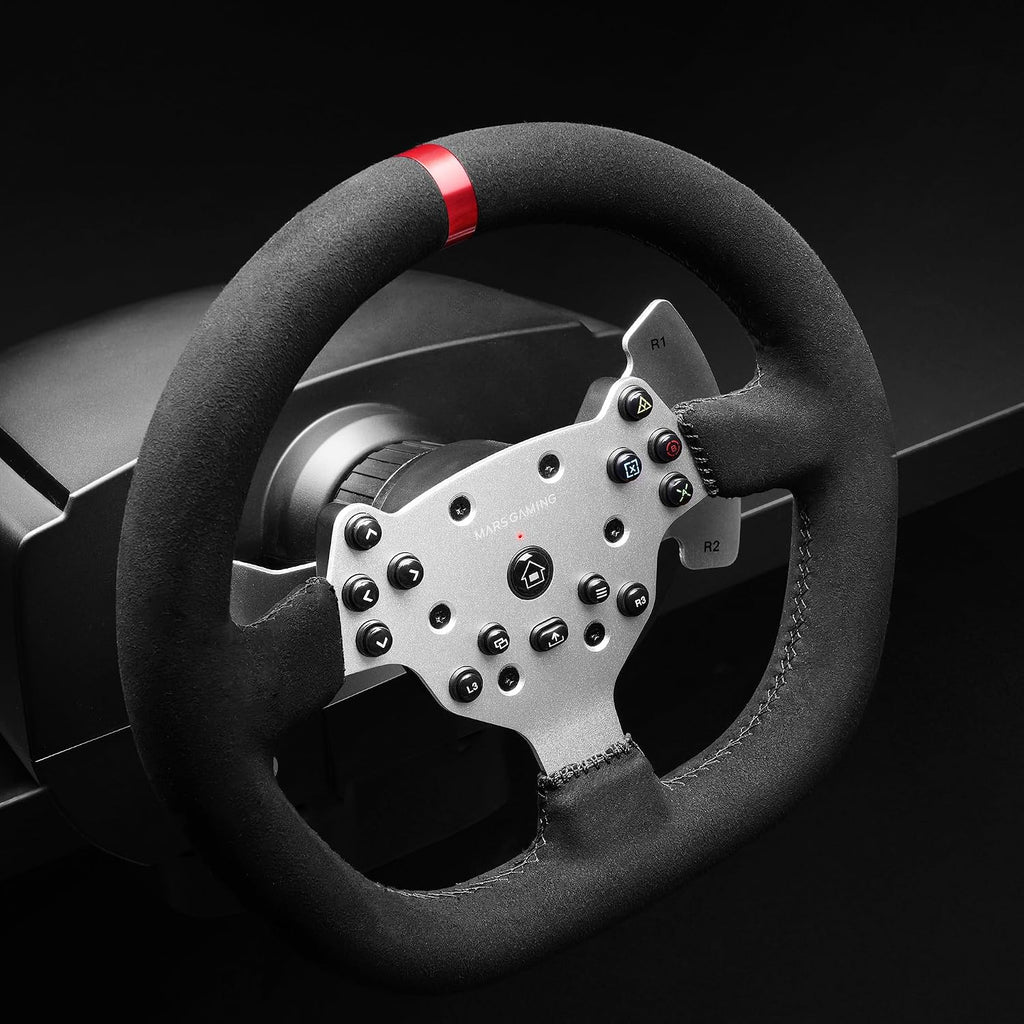 Mars Gaming MWH-RSX, Volant SimRacing Retour De Force Et Moteur Double, Set 3 Pédales Résistance Progressive, Levier De Vitesse en H et 12 Vitesses, 14 Boutons Personnalisables, PC/PS4/Xbox Series X|S