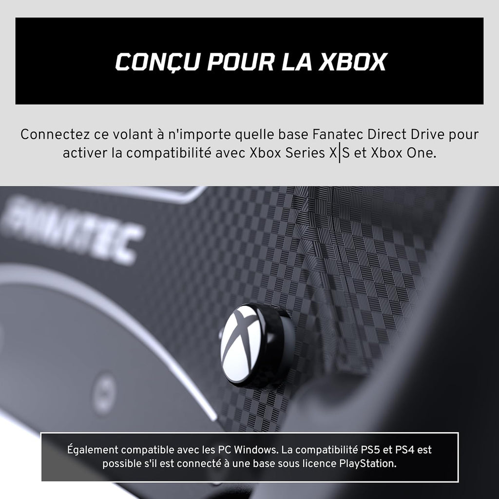 FANATEC Racing Simulation CSL Steering Wheel GT3 – PC, Xbox Series X|S | QR2 Lite Wheel-Side Pre-installed, Rubber Grips, Magnetic Gear Lever, Dual Analog Paddles, OLED Display