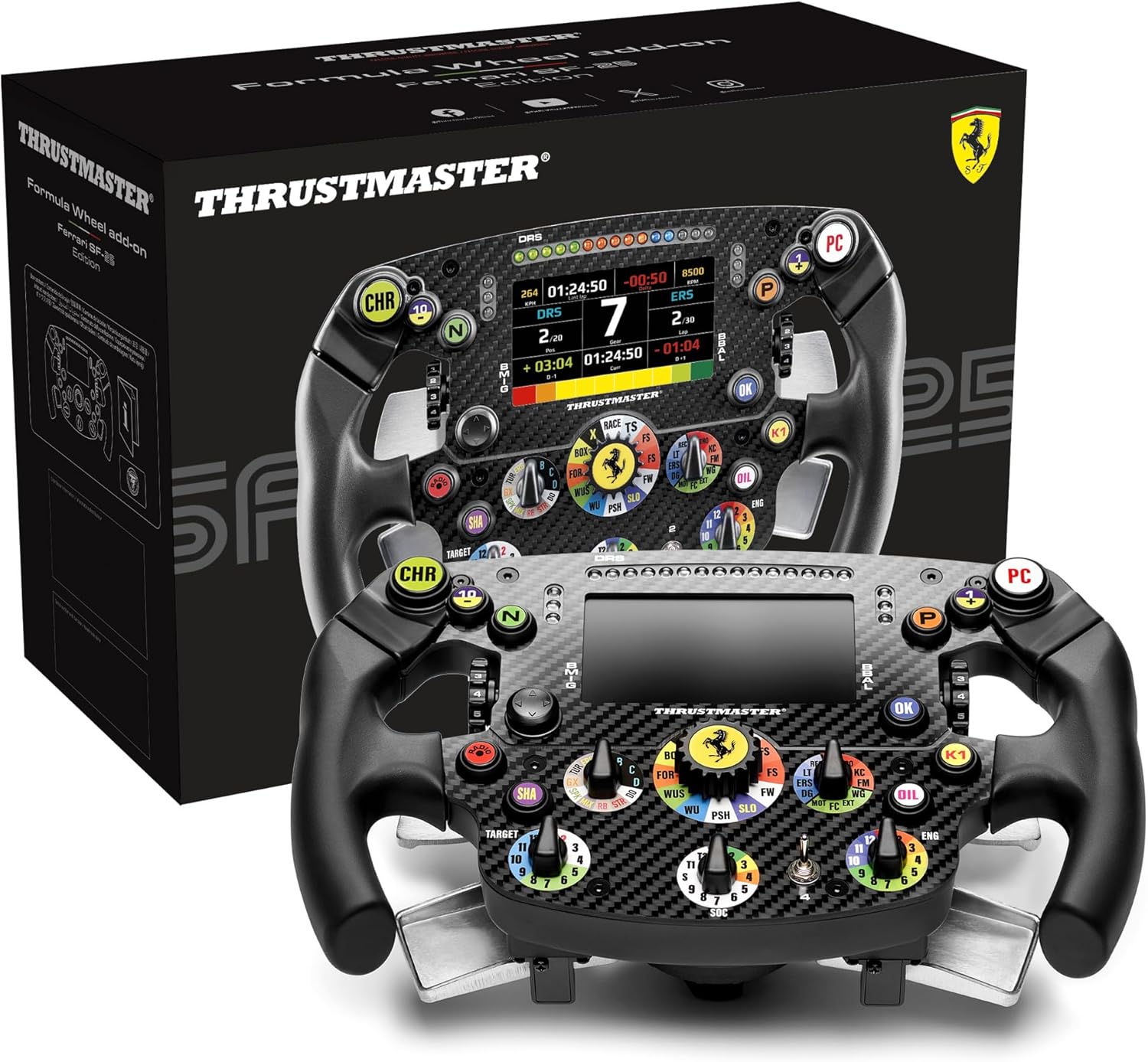 Thrustmaster Formula Wheel Add-On Ferrari SF-25 Edition – Volant de Course Réplique Officielle (Échelle 1:1) – Dash Interactif, Magnétique – Compatible PS5, PS4 et PC