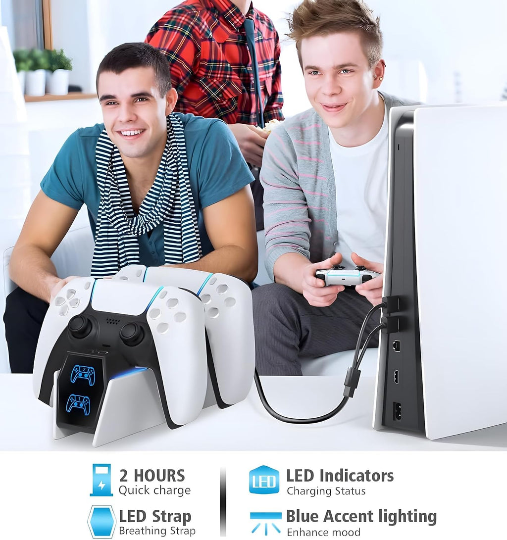 OIVO PS5 Controller Charger, 2H Fast Charger PS5 with 2 Cable Types for PS5 Controller, Charging Dock Compatible with DualSense PlayStation 5 Controllers