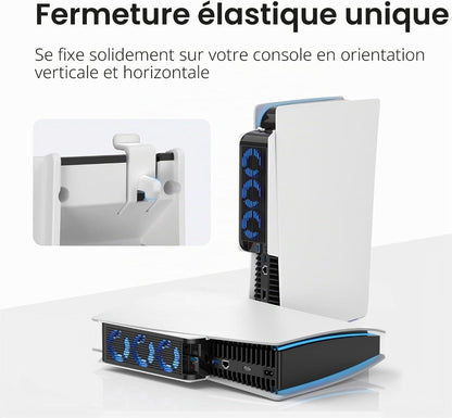 Accessoires de refroidissement PS5 - Ventilateur KIWIHOME avec LED et Ports USB 3.0 - Novaplay